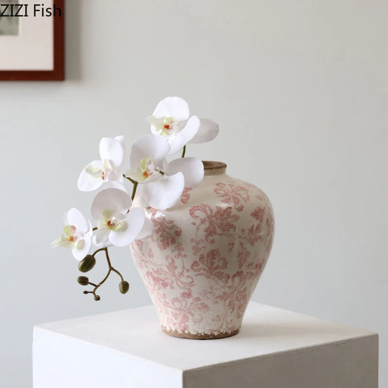 Creative Cracked Texture Vase Blue and White Porcelain Flower Pot Table Decoration Flower Arrangement Vases Room Aesthetic Decor